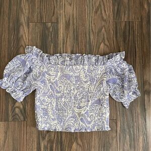 Express purple and white patterned top size S
